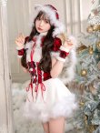 画像1: 【即日発送】【クリスマスコスプレ7点セット】【Malymoon/マリームーン】レースアップ猫耳チェックサンタ【フリーサイズ/1カラー】[OF03] (1)