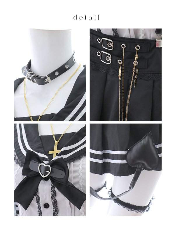 画像14: 【即日発送】【ハロウィン】スイートデビルスクールガール【Malymoon/マリームーン】 【コスプレ7点セット】【フリーサイズ/1カラー】[OF04] (14)