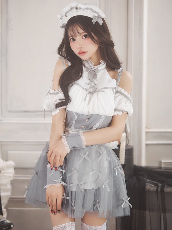 画像5: 【即日発送】 【ハロウィン】リボンブーケメイド【Malymoon/マリームーン 【コスプレ4点セット】【フリーサイズ/2カラー】[OF04] (5)