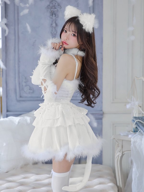 画像5: 【即日発送】【ハロウィン】デコレーションファーキャットドレス【Malymoon/マリームーン】 【コスプレ6点セット】【フリーサイズ/1カラー】[HC03] (5)
