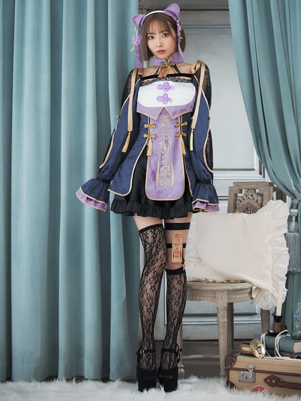 画像4: 【即日発送】【ハロウィン】ミスティックカラーキョンシー【Malymoon/マリームーン】【コスプレ6点セット】【フリーサイズ/1カラー】[OF04] (4)