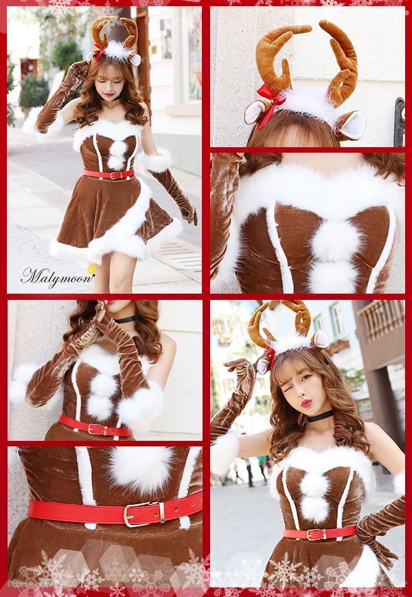 画像10: 【即日発送】【X'mas6点セット】【マリームーン】セクシーサンタ＆トナカイコスプレ【フリーサイズ/2カラー】[YMT] (10)