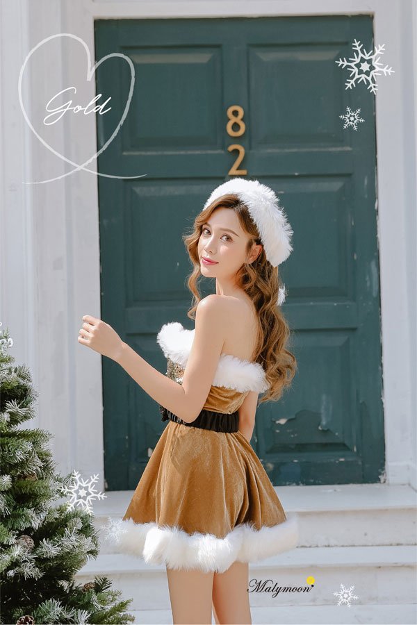画像19: 【即日発送】【クリスマスコスプレ4点セット】【Malymoon/マリームーン】レースアップxウエストリボンサンタコスプレ【フリーサイズ/8カラー】[YMT] (19)