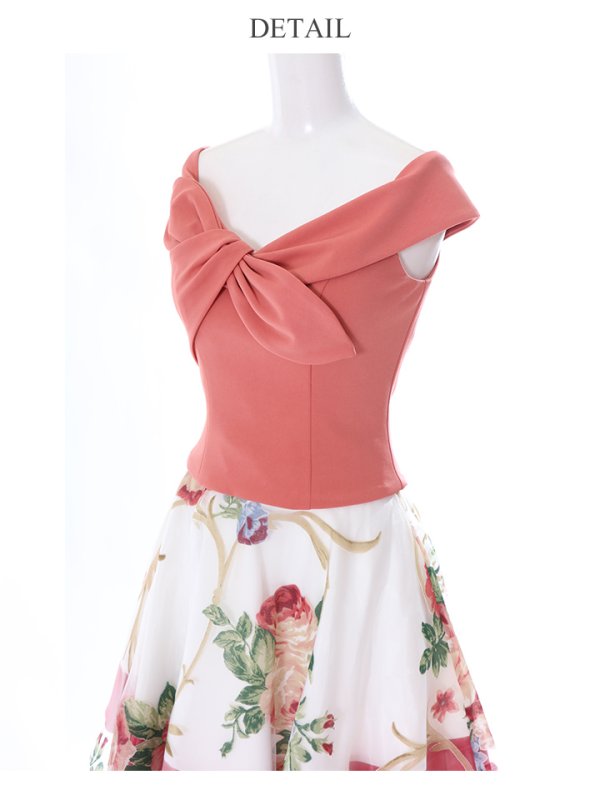 画像8: 値下げ！【高級ドレスセール】【S-Mサイズ/2カラー】リボン/フラワープリント/セットアップ/キャバドレス/ミニドレス[HC02]【AOC】 (8)