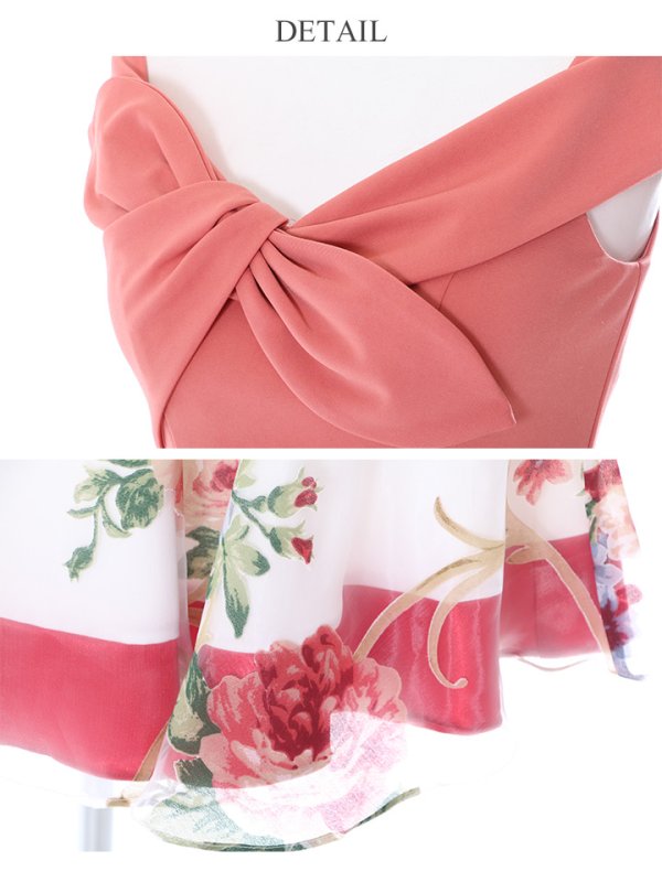 画像9: 値下げ！【高級ドレスセール】【S-Mサイズ/2カラー】リボン/フラワープリント/セットアップ/キャバドレス/ミニドレス[HC02]【AOC】 (9)