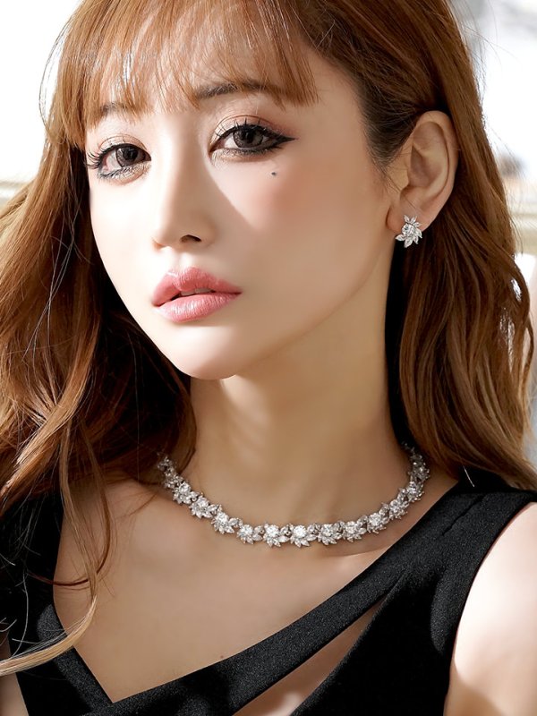 画像4: 【アクセサリー：ネックレス】【Angel R/エンジェルアール】ラグジュアリーストーンネックレス&ピアスセット【OF02C-U】 (4)