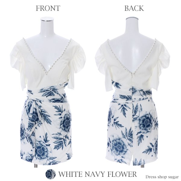 画像9: SALE!【訳あり商品】【高級ドレスSALE】フラワープリント/ハーフスリーブ/ミニキャバドレス/ミニドレス【S-Mサイズ/3カラー】[OF03]【B】 (9)