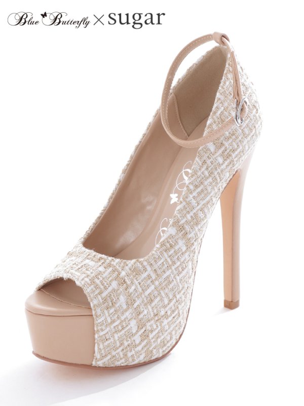 画像10: jewelsコラボ商品☆【COMEX】 2color/ 14.5cmヒール/ ツイードパンプス/ オープントゥパンプス/ ハイヒール/ ピンヒール/ プラットフォーム/ パンプス[OF02] (10)