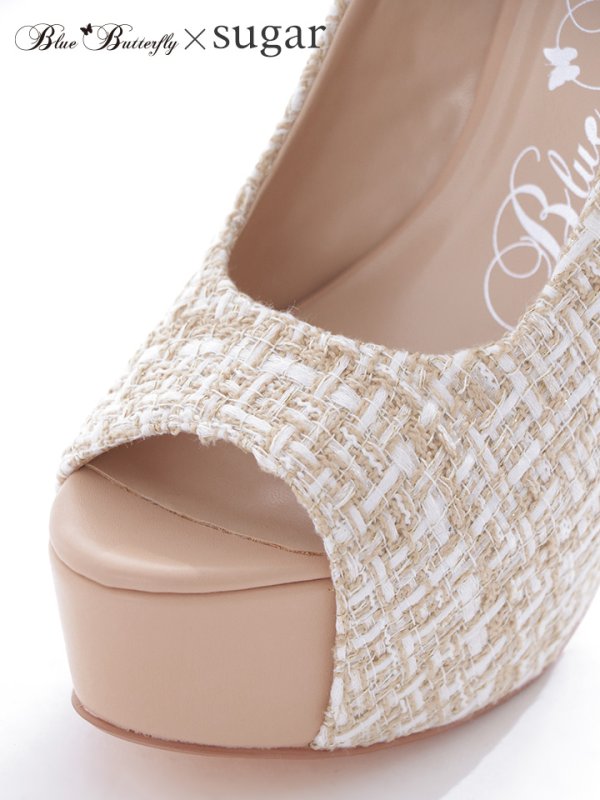 画像14: jewelsコラボ商品☆【COMEX】 2color/ 14.5cmヒール/ ツイードパンプス/ オープントゥパンプス/ ハイヒール/ ピンヒール/ プラットフォーム/ パンプス[OF02] (14)