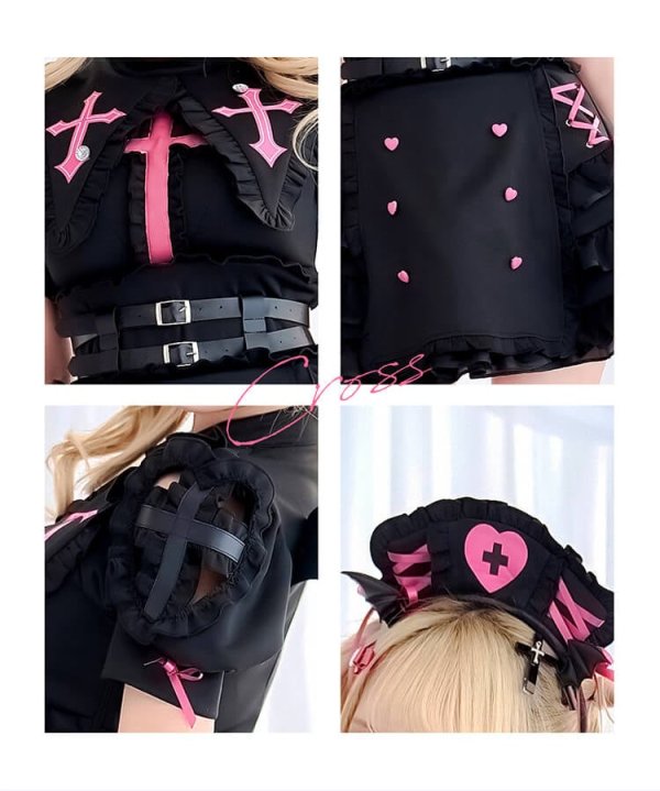 画像5: 【即日発送】【送料無料！】シルキークロスエッジヴァンパイアナース【ハロウィンコスプレ8点セット】【Malymoon/マリームーン】【2サイズ/2カラー】[HC03] (5)
