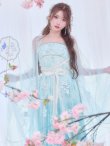 画像2: 【即日発送】【送料無料！】【ハロウィン】アイスブルー刺繍ロングシフォン漢服セット/天女/織姫【コスプレ3点SET】【Fサイズ】[OF04] (2)