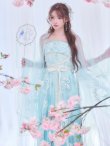 画像6: 【即日発送】【送料無料！】【ハロウィン】アイスブルー刺繍ロングシフォン漢服セット/天女/織姫【コスプレ3点SET】【Fサイズ】[OF04] (6)