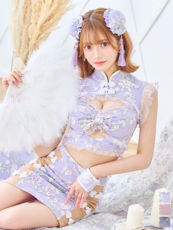 画像3: 【即日発送】【ハロウィン】リボンチャイナミニセットアップ【コスプレ4点セット】【XS-Mサイズ/3カラー】(SE01YN)[OF04] (3)