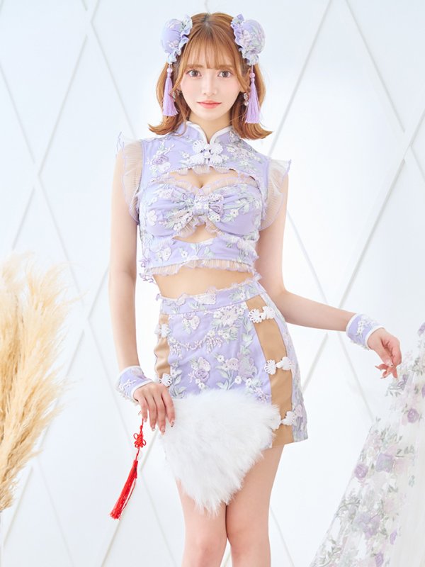 画像4: 【即日発送】【ハロウィン】リボンチャイナミニセットアップ【コスプレ4点セット】【XS-Mサイズ/3カラー】(SE01YN)[OF04] (4)