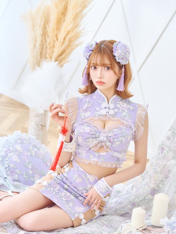 画像7: 【即日発送】【ハロウィン】リボンチャイナミニセットアップ【コスプレ4点セット】【XS-Mサイズ/3カラー】(SE01YN)[OF04] (7)