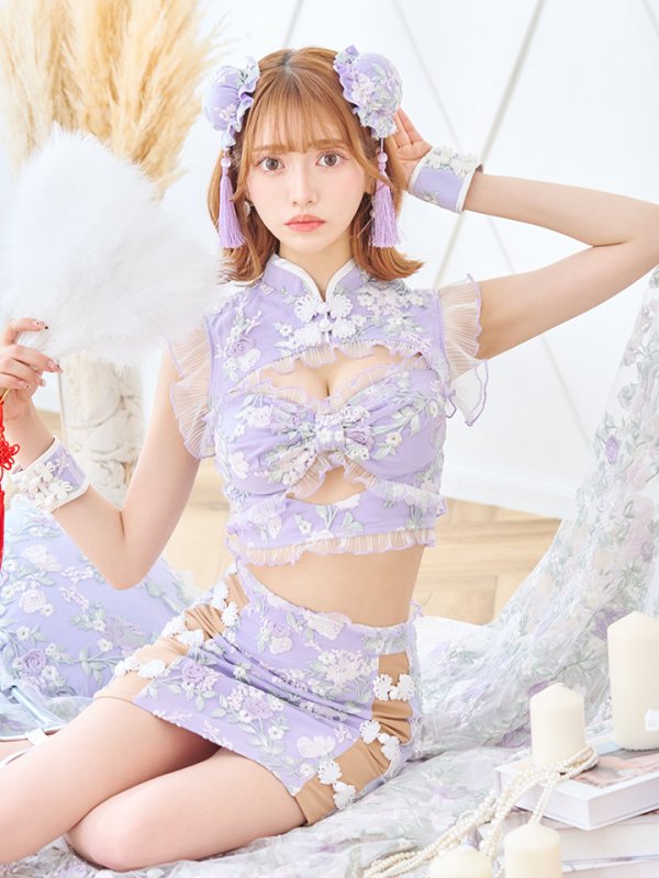 画像8: 【即日発送】【ハロウィン】リボンチャイナミニセットアップ【コスプレ4点セット】【XS-Mサイズ/3カラー】(SE01YN)[OF04] (8)