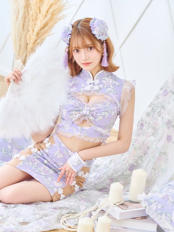 画像11: 【即日発送】【ハロウィン】リボンチャイナミニセットアップ【コスプレ4点セット】【XS-Mサイズ/3カラー】(SE01YN)[OF04] (11)