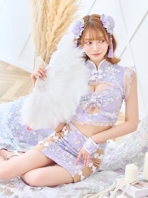 画像12: 【即日発送】【ハロウィン】リボンチャイナミニセットアップ【コスプレ4点セット】【XS-Mサイズ/3カラー】(SE01YN)[OF04] (12)