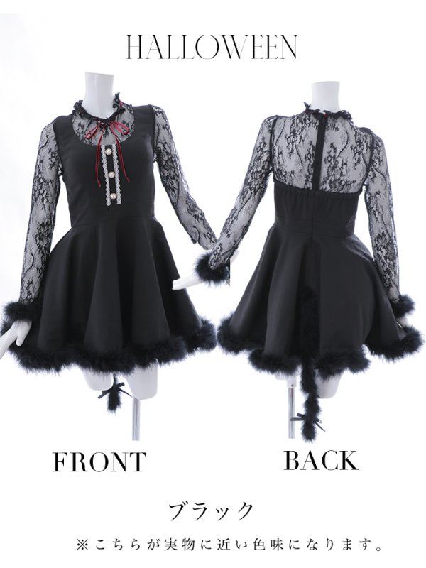 画像21: 【SALE!!】【即日発送】【ハロウィン】 レースブラックキャット 【コスプレ2点セット】【S-XLサイズ/1カラー】[OF01] (21)