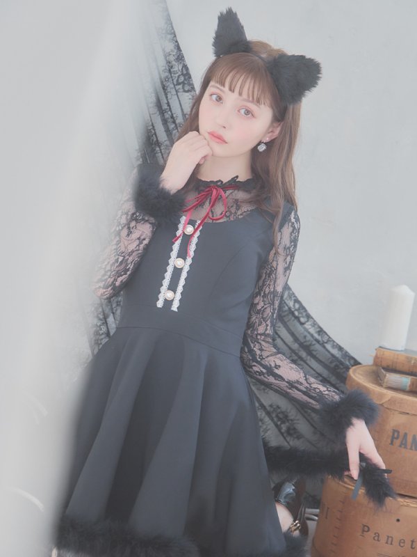 画像3: 【SALE!!】【即日発送】【ハロウィン】 レースブラックキャット 【コスプレ2点セット】【S-XLサイズ/1カラー】[OF01] (3)