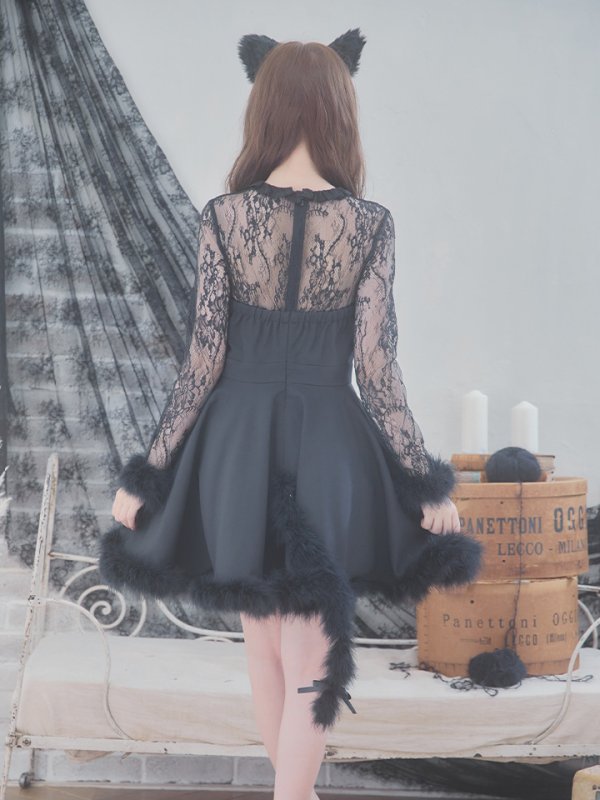 画像18: 【SALE!!】【即日発送】【ハロウィン】 レースブラックキャット 【コスプレ2点セット】【S-XLサイズ/1カラー】[OF01] (18)