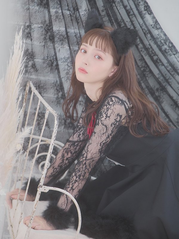 画像7: 【SALE!!】【即日発送】【ハロウィン】 レースブラックキャット 【コスプレ2点セット】【S-XLサイズ/1カラー】[OF01] (7)