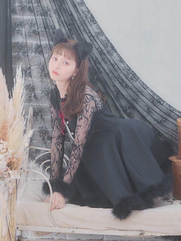 画像12: 【SALE!!】【即日発送】【ハロウィン】 レースブラックキャット 【コスプレ2点セット】【S-XLサイズ/1カラー】[OF01] (12)