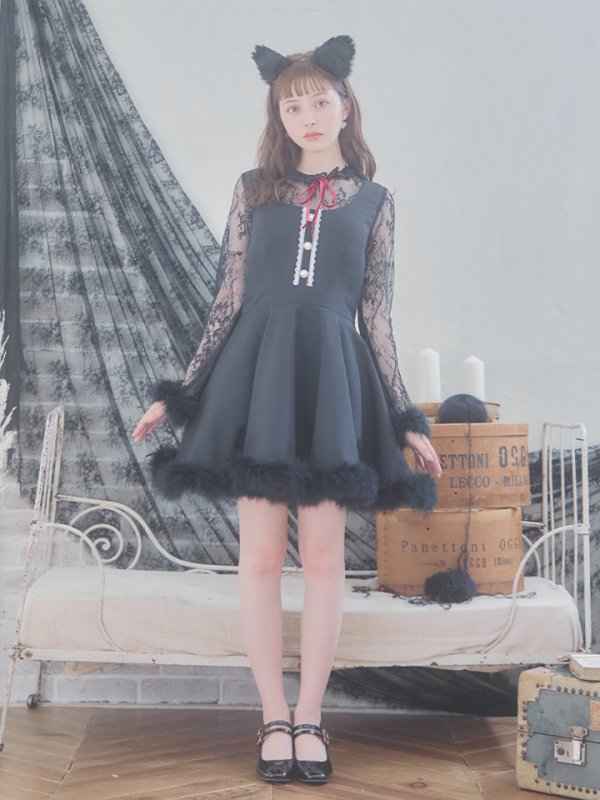 画像14: 【SALE!!】【即日発送】【ハロウィン】 レースブラックキャット 【コスプレ2点セット】【S-XLサイズ/1カラー】[OF01] (14)