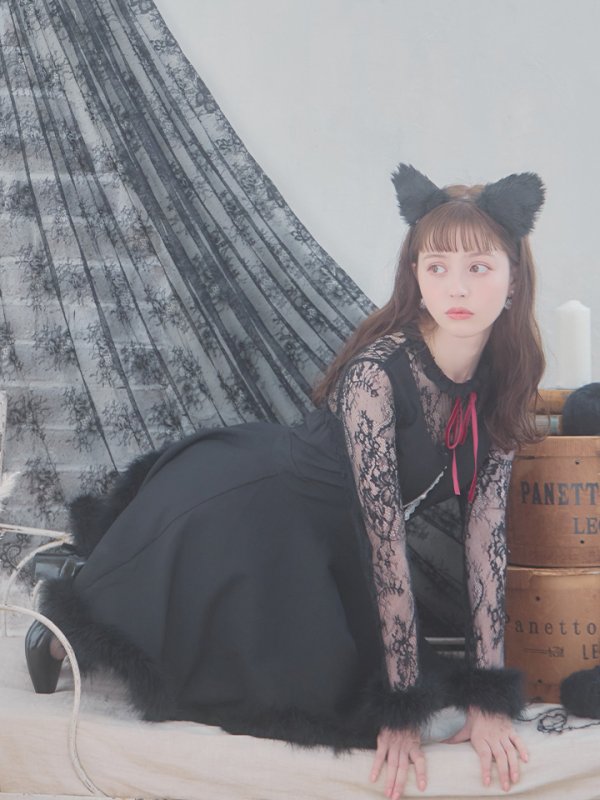 画像15: 【SALE!!】【即日発送】【ハロウィン】 レースブラックキャット 【コスプレ2点セット】【S-XLサイズ/1カラー】[OF01] (15)