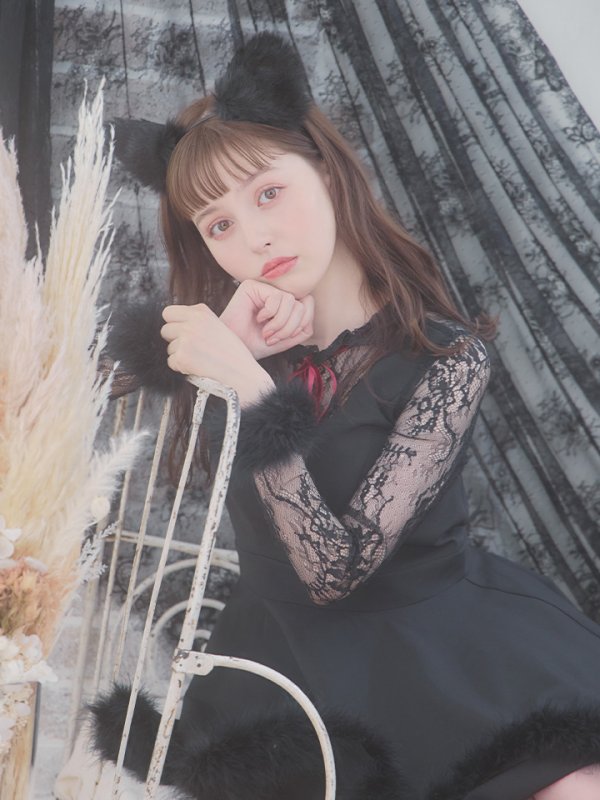 画像17: 【SALE!!】【即日発送】【ハロウィン】 レースブラックキャット 【コスプレ2点セット】【S-XLサイズ/1カラー】[OF01] (17)