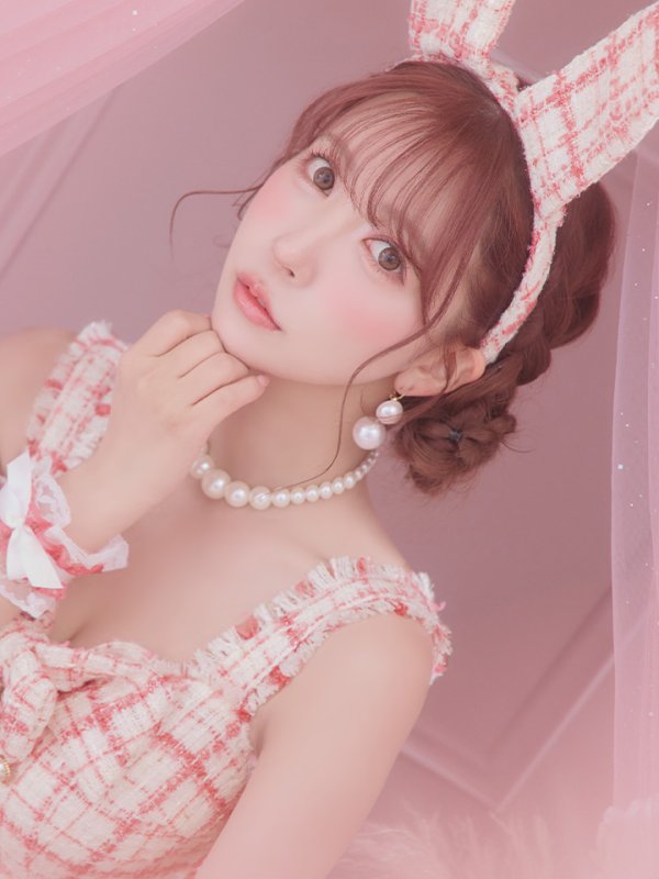 画像23: 【SALE!!】【即日発送】【ハロウィン】ツイードバニーリボンセットアップ（パンツ）【コスプレ6点セット】 【XS-Mサイズ/2カラー】[OF04] (23)