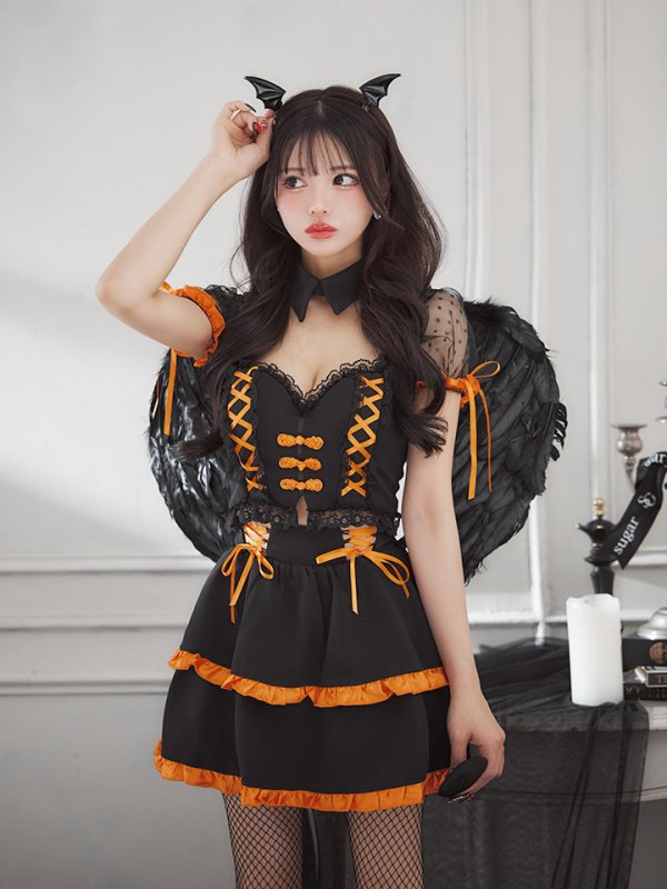 画像10: 【SALE!!】【ハロウィン】レースアップデビルスカートセットアップ 【コスプレ6点セット】[HC03-H] (10)