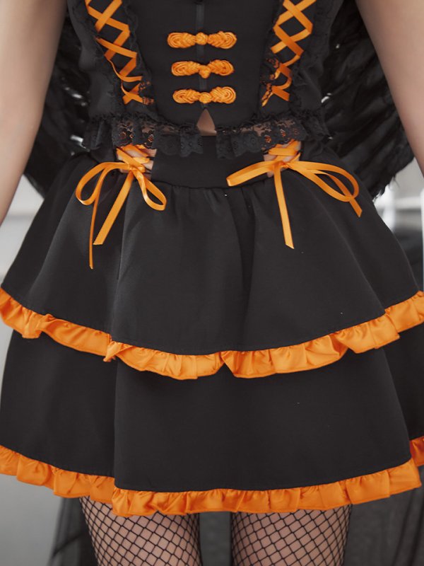 画像16: 【SALE!!】【ハロウィン】レースアップデビルスカートセットアップ 【コスプレ6点セット】[HC03-H] (16)