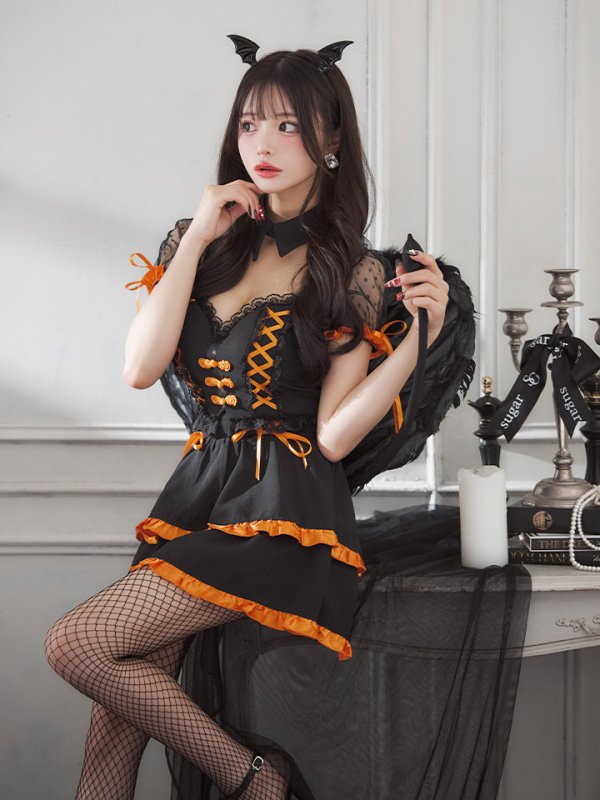 画像5: 【SALE!!】【ハロウィン】レースアップデビルスカートセットアップ 【コスプレ6点セット】[HC03-H] (5)