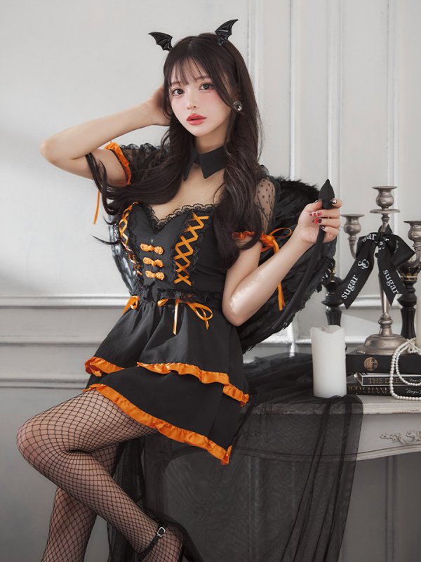 画像6: 【SALE!!】【ハロウィン】レースアップデビルスカートセットアップ 【コスプレ6点セット】[HC03-H] (6)