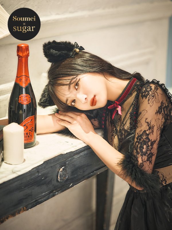 画像2: 【SALE!!】【即日発送！】【ハロウィン】 黒猫シアーレースワンピース 【コスプレ5点セット】 【S-XLサイズ/1カラー】[OF04] (2)