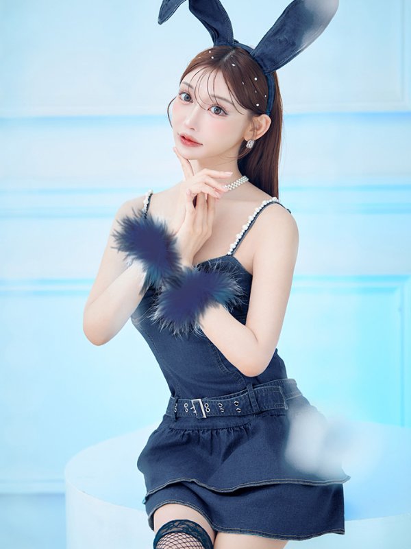 画像7: 【SALE!!】【即日発送！】【ハロウィン】 バニーデニムワンピース【コスプレ5点セット】 【XS-Lサイズ/1カラー】[HC03] (7)