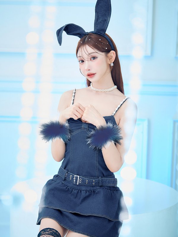 画像8: 【SALE!!】【即日発送！】【ハロウィン】 バニーデニムワンピース【コスプレ5点セット】 【XS-Lサイズ/1カラー】[HC03] (8)