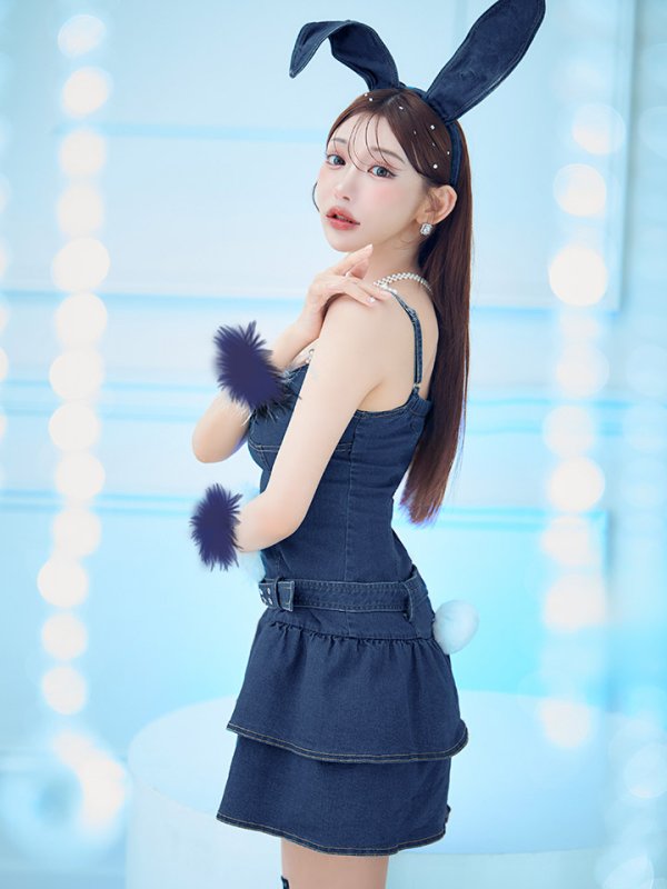 画像11: 【SALE!!】【即日発送！】【ハロウィン】 バニーデニムワンピース【コスプレ5点セット】 【XS-Lサイズ/1カラー】[HC03] (11)