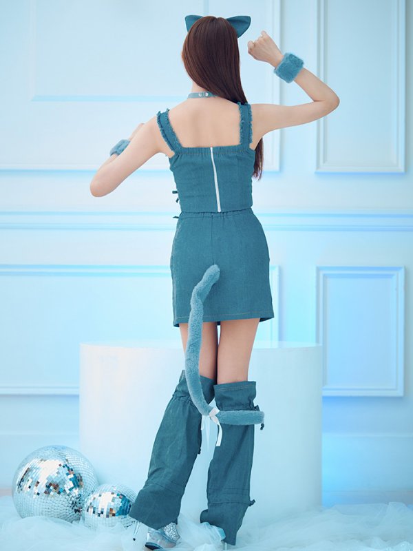 画像9: 【SALE!!】【即日発送！】【ハロウィン】 キャットデニムセットアップ 【コスプレ6点セット】 【XS-Lサイズ/1カラー】[HC03] (9)