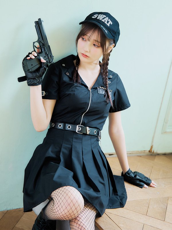 画像10: 【SALE!!】【即日発送！】【ハロウィン】SWATガールセットアップ 【コスプレ8点セット】 【XS-Lサイズ/1カラー】[OF04] (10)