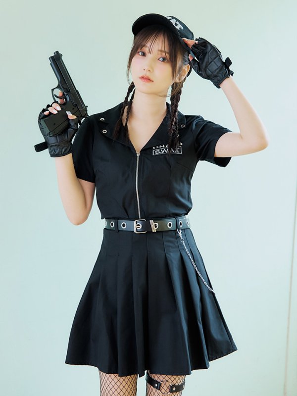 画像3: 【SALE!!】【即日発送！】【ハロウィン】SWATガールセットアップ 【コスプレ8点セット】 【XS-Lサイズ/1カラー】[OF04] (3)