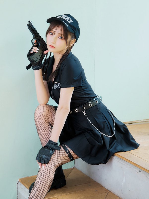 画像5: 【SALE!!】【即日発送！】【ハロウィン】SWATガールセットアップ 【コスプレ8点セット】 【XS-Lサイズ/1カラー】[OF04] (5)