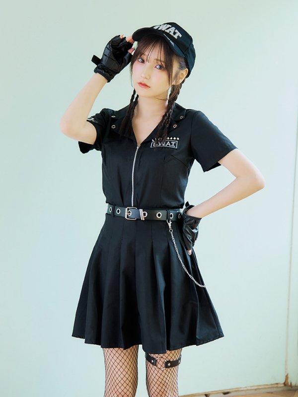 画像8: 【SALE!!】【即日発送！】【ハロウィン】SWATガールセットアップ 【コスプレ8点セット】 【XS-Lサイズ/1カラー】[OF04] (8)