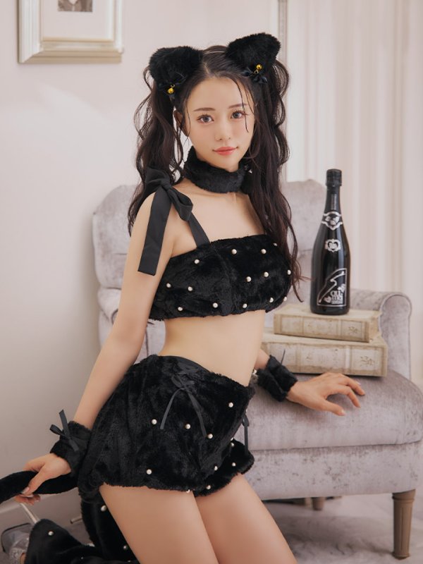 画像36: 【即日発送】【ハロウィン】 もこもこキャットリボンセットアップ 【コスプレ6点セット】 【Fサイズ/3カラー】[OF01] (36)