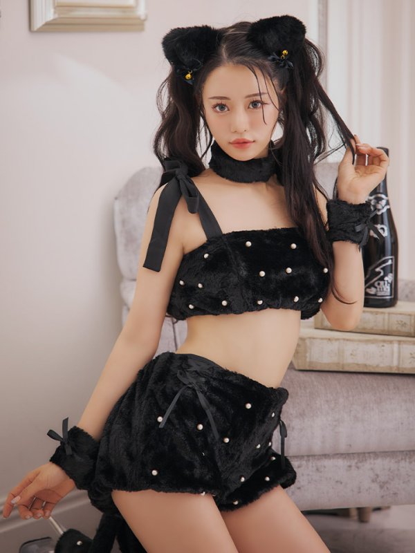 画像34: 【即日発送】【ハロウィン】 もこもこキャットリボンセットアップ 【コスプレ6点セット】 【Fサイズ/3カラー】[OF01] (34)