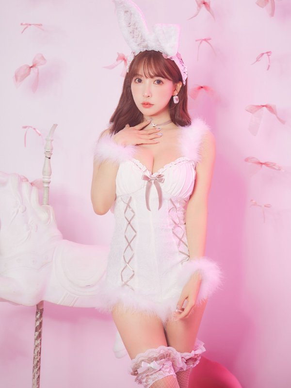 画像11: 【ハロウィン】 ファーキャミレースバニーガール 【コスプレ6点セット】 【XS-Mサイズ/2カラー】[OF04] (11)