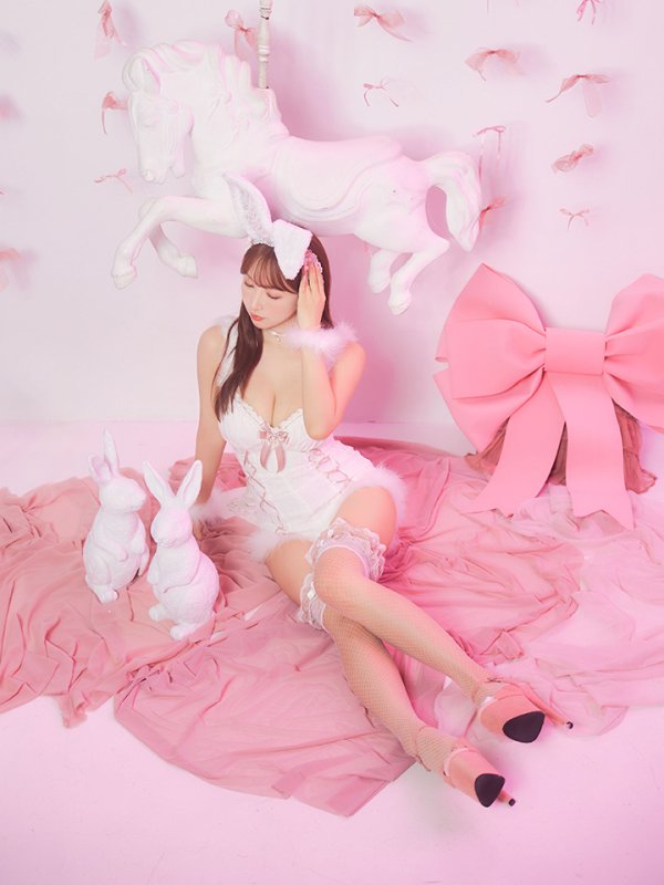 画像14: 【ハロウィン】 ファーキャミレースバニーガール 【コスプレ6点セット】 【XS-Mサイズ/2カラー】[OF04] (14)