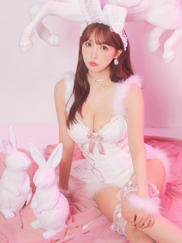 画像17: 【ハロウィン】 ファーキャミレースバニーガール 【コスプレ6点セット】 【XS-Mサイズ/2カラー】[OF04] (17)