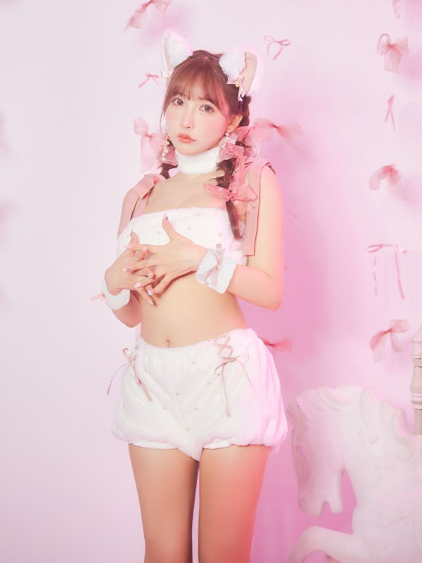 画像8: 【即日発送】【ハロウィン】 もこもこキャットリボンセットアップ 【コスプレ6点セット】 【Fサイズ/3カラー】[OF01] (8)